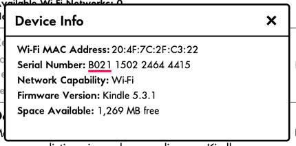 Kindle Device Info